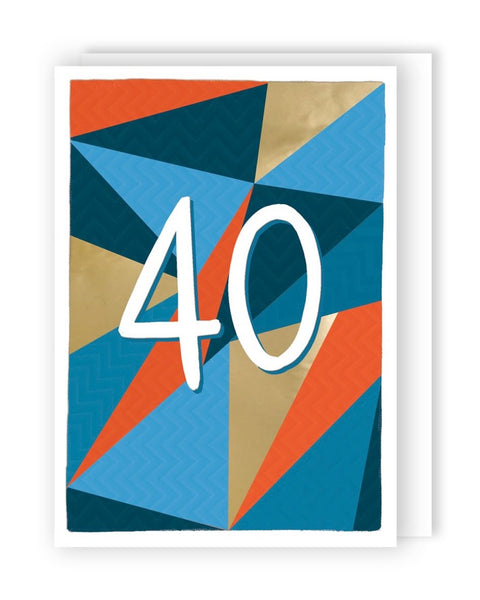 40th - 40 on Geometric B/G Birthday card