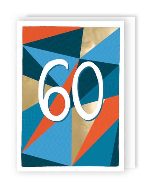 60th - 60 on Geometric B/G Birthday card