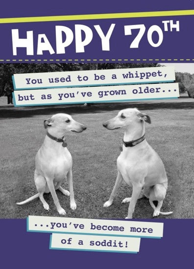 70th - Whippet Soddit Birthday card