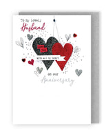 Anniversary Husband - Hearts -Greeting Card