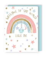Birth Girl - Pink Rainbow Mobile -Greeting Card