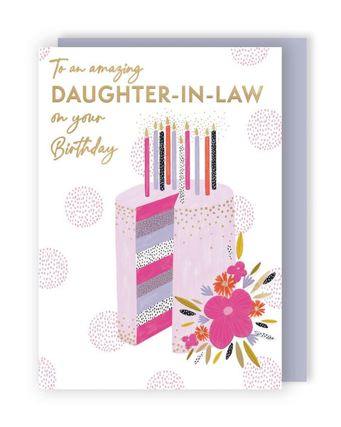 Daughter in Law - Cake With Candles Birthday card