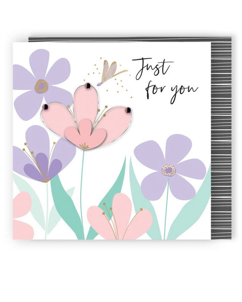 Flowers & Dragonfly -Birthday Greeting Card