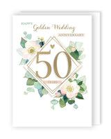 Golden Anniversary - 50 With Summer Blossoms -Greeting Card