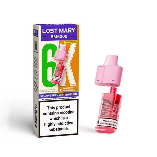 Lost Mary BM6000 Pod Strawberry Watermelon 20mg POD ONLY