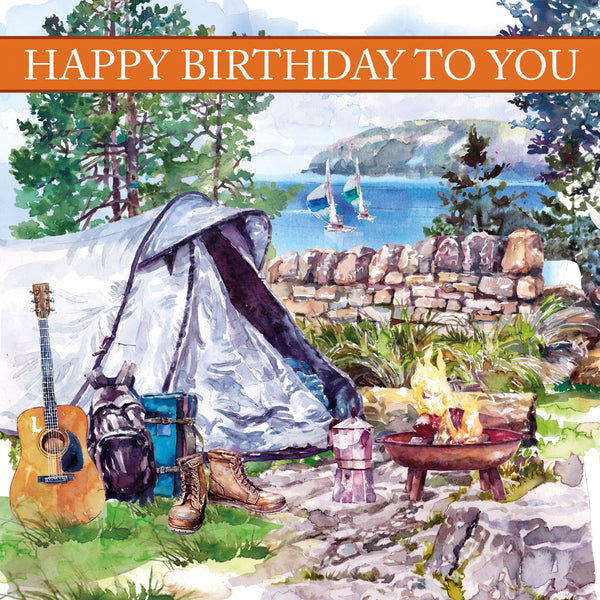 Male Open Camping Greeting Card