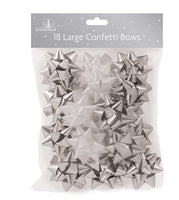 Christmas 18 Large Confetti Silver & White Bows