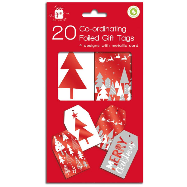 Christmas Co-ord Red & White Tags - Pack Of 20