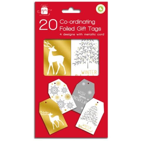 Christmas Co-ord Mixed Metallics Tags Pack Of 20