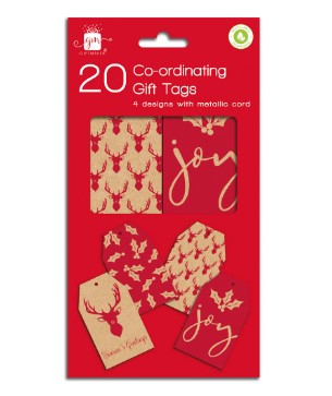 Christmas Co-ord Kraft Christmas Labels Tags  Pack Of 20