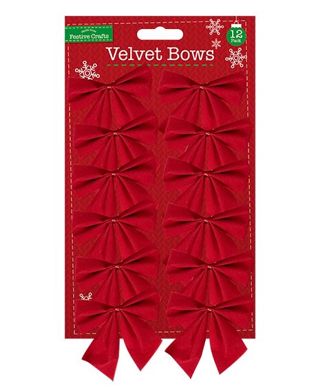 Velvet Bows 12 Pack 6cm