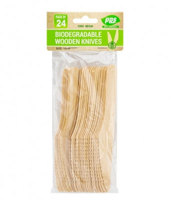 Cutlery Knife Wooden Bio Degradable 24pc