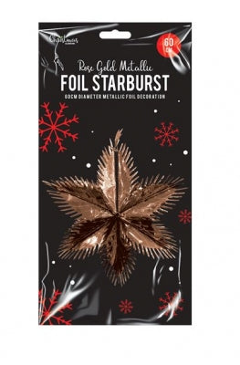 60cm Foil Christmas Decoration ROSE GOLD STAR BURST