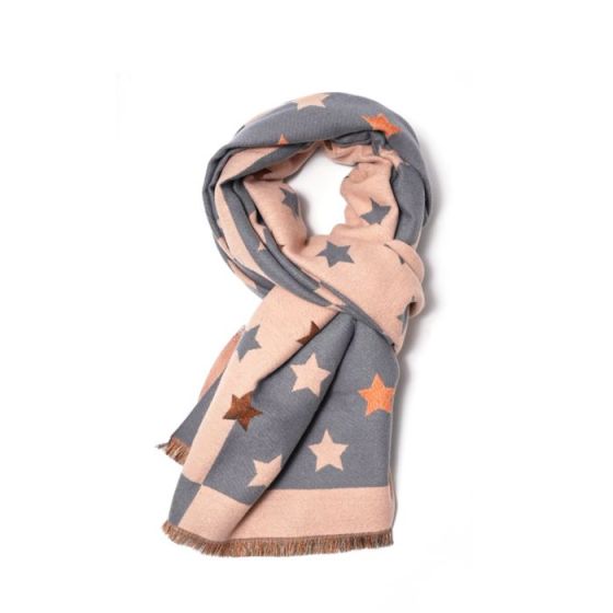 Red Cuckoo Stars Scarf GREY