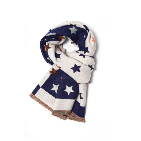 Red Cuckoo Stars Scarf NAVY