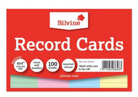 100 Coloured Record Cards 5" x 3" (152mm x 101mm)