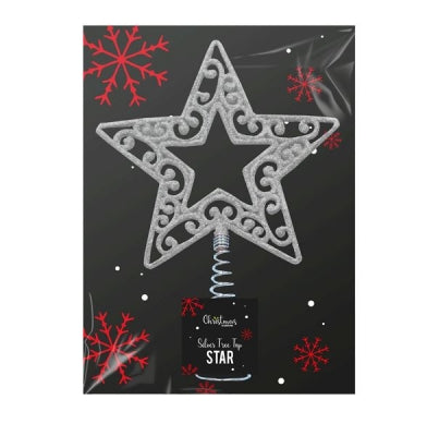 Silver Tree Top Star 14cm