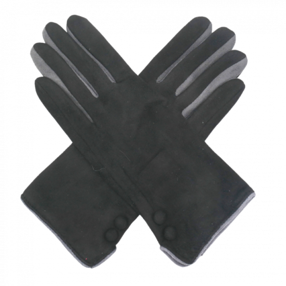 Red Cuckoo Buttons Gloves BLACK