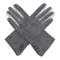 Red Cuckoo Buttons Gloves GREY