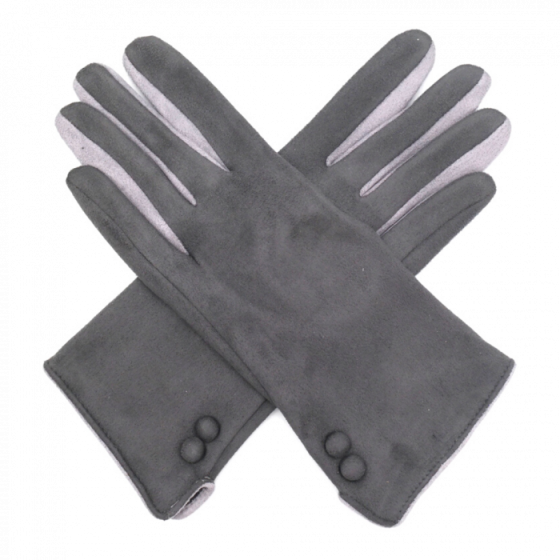 Red Cuckoo Buttons Gloves GREY