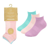 Ladies 3 Pack Bamboo Pastel Trainer Socks