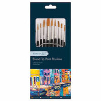 12 NATURAL ROUND TIP ARTIST BRUSHES IN ASSORTED SIZES