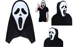 Adult Screaming Ghost Face Mask with Hood (18cm x 31cm)