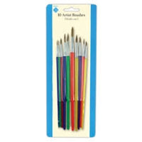 10 ASSORTED SIZES CARDED ARTIST BRUSHES