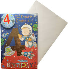 Age 4 Male Large Card with Badge