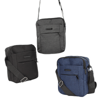 Borderline Unisex Crossbody Multi Zip Bag Colour: Navy