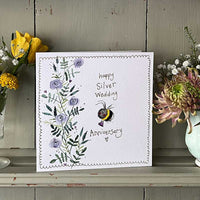 BEE SILVER WEDDING SPARKLE GREETING CARD