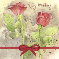 RUBY WEDDING ANNIVERSARY GREETING CARD