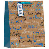Birthday Text Blue Gift Bag Large