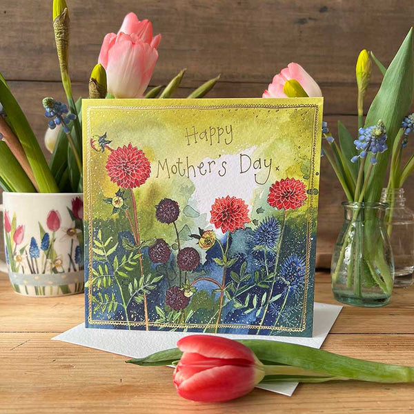 Happy Mother's Day Dahlia and Sea Holly Card