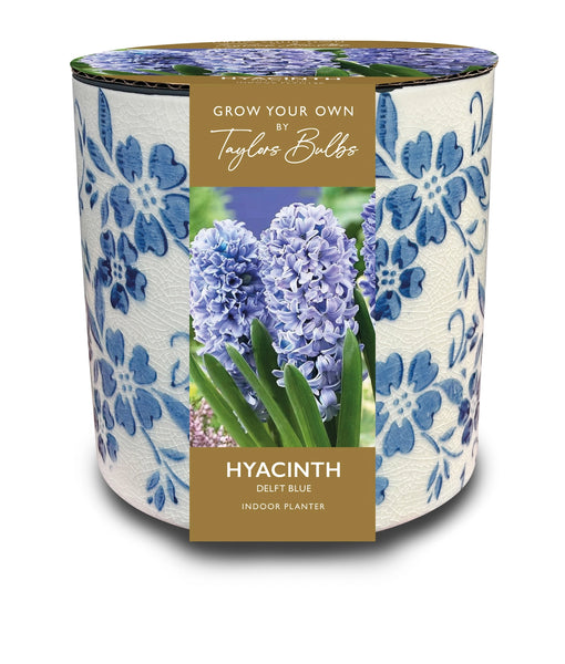 VINTAGE BLUE FLORAL CERAMIC PLANTER