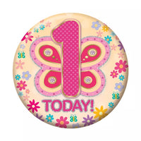 Birthday Badge - Age 1 - Girl - Assorted Designs