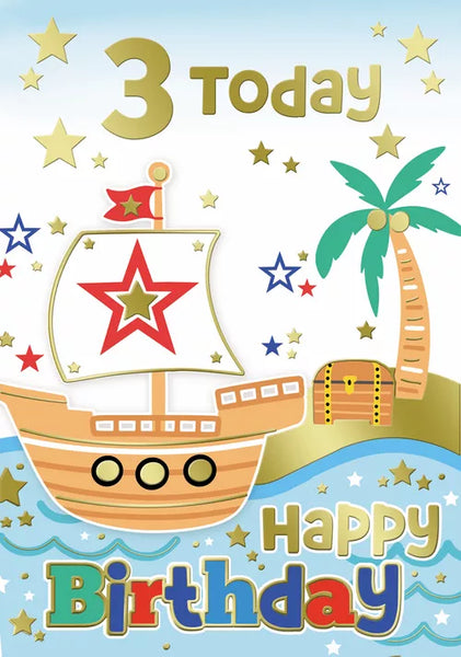 Age 3 Boy birthday Card