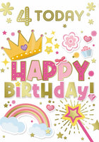 Age 4  Girl birthday Card