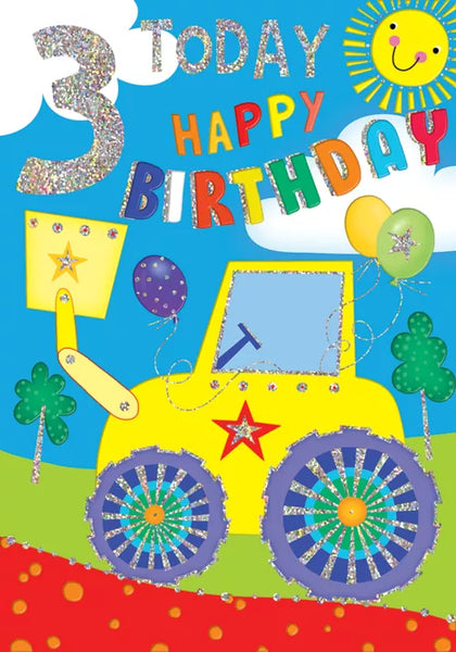 Age 3 Boy birthday Card  - Digger