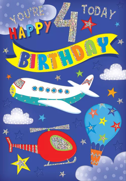 Age 4 Boy birthday Card - Planes