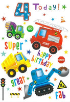 Age 4 Boy birthday Card - Vehicles