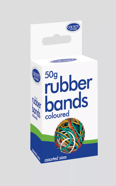 County Elastic Rubber Bands Coloured 50G