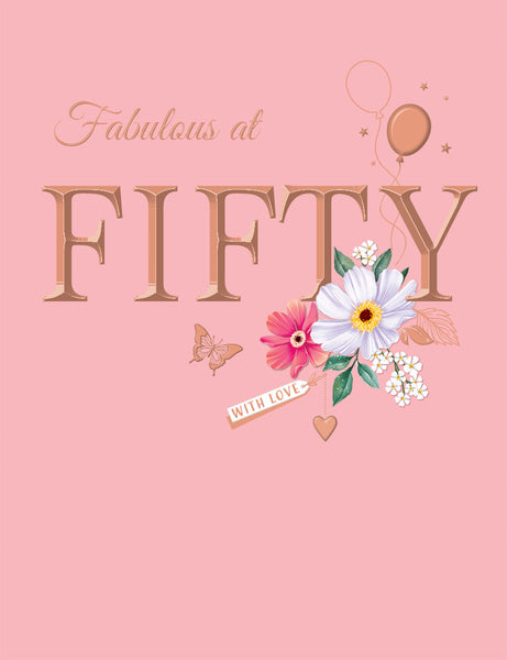 TIMELESS AGE 50 FEM TRAD 50TH BIRTHDAY CARD
