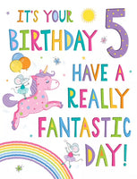 5th birthday - Pink Rainbow Greeting Card