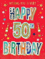 PIZZAZ HANDMADE AGE 50 50th BIRTHDAY CARD