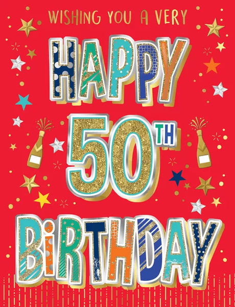 PIZZAZ HANDMADE AGE 50 50th BIRTHDAY CARD