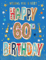 PIZZAZ HANDMADE C50  - 60th BIRTHDAY GREETING CARD