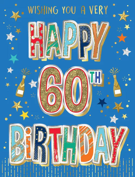 PIZZAZ HANDMADE C50  - 60th BIRTHDAY GREETING CARD