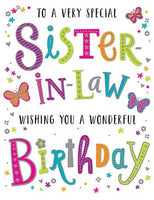 DAZZLES  SISTER IN LAW BIRTHDAY CARD **