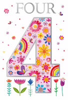 Age 4  Girl birthday Card